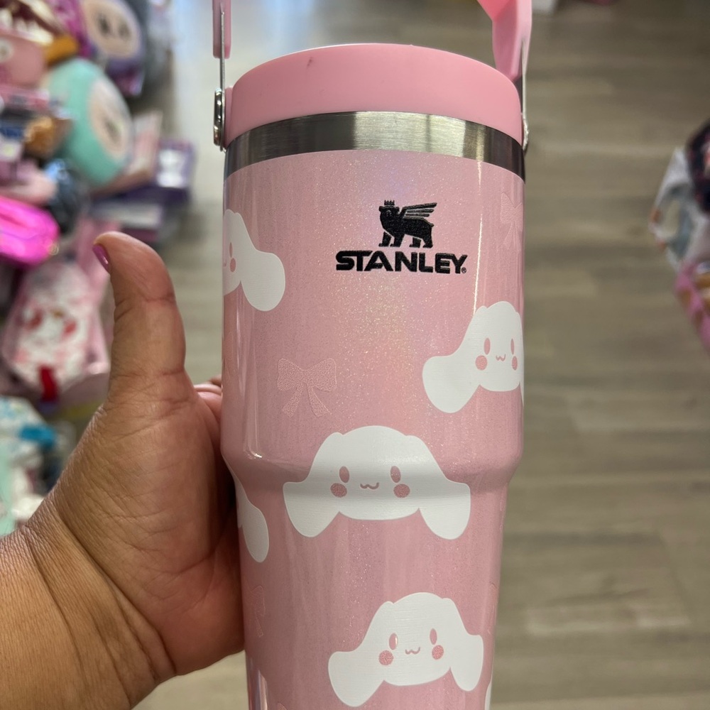 Stanley Pink CinamonTumbler with White Cloud Pattern